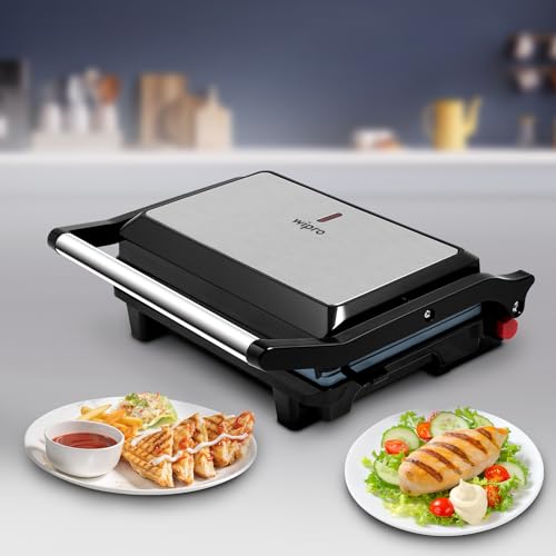 Wipro Elato BS202 1000 Watt Ceramic Grill Sandwich Maker, Scratch Resistant, 180° Open Sandwich Griller, Auto Cutoff, Non Toxic BPA, PTFE & PFOA Free, 2 Year Warranty, Regular Bread Size for 2 Slices