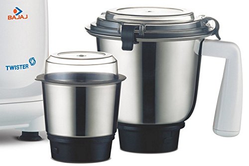 Bajaj Twister Mixer Grinder, 750W, 3 Jars (White)