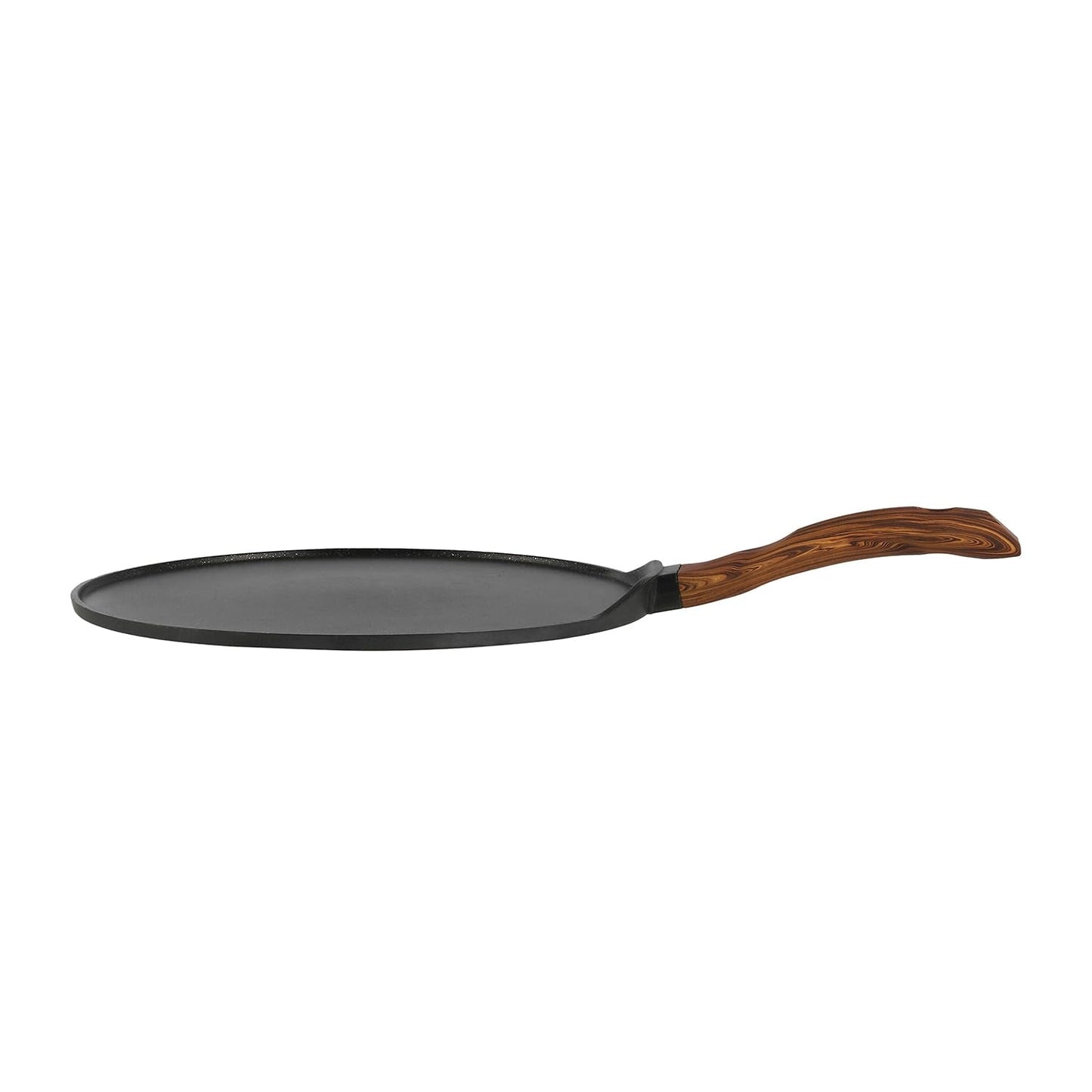 Vinod Zest Plus Die Cast Aluminium Non Stick Tawa - 28 cm | Roti / Paratha / Dosa Tawa with Wooden Handle | 5mm Thick | Induction and Gas Base | 2 Year Warranty