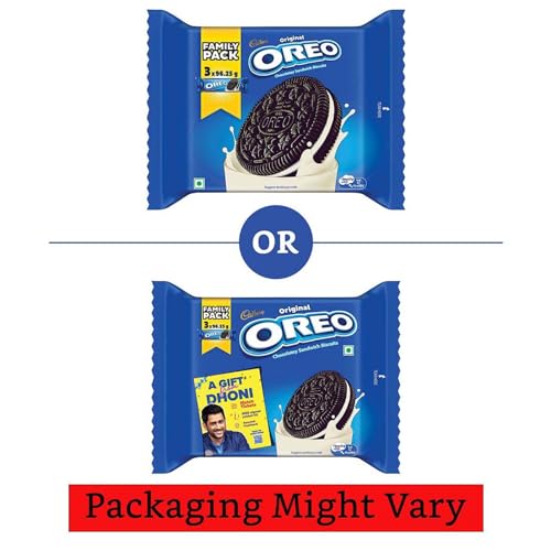 Cadbury Oreo Vanilla Flavour Creme Sandwich Biscuit Family Pack, 275.55 g
