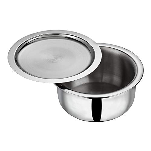 Vinod Platinum Triply Stainless Steel Tope with Stainless Steel Lid 2.5 litres Capacity (18 cm Diameter) - Silver (Induction and Gas Stove Friendly), 5 Years Warranty