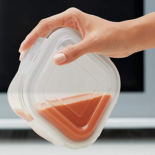 Borosil - Glass Lunch Box Set of 3, 320 ml, Microwave Safe Office Tiffin (12 x 12 x 6.5 cm, Transparent)