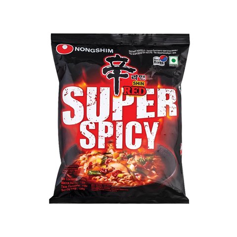 25x Nongshim Shin Red Super Spicy Noodles - Pack of 25 - 120g each