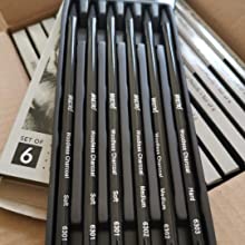 Brustro Woodless Charcoal Pencil Set of 6 (3 Soft, 2 Medium, 1 Hard)