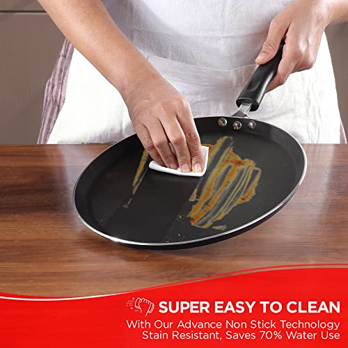 Vinod Zest Aluminium Non Stick Dosa Omni Tawa - 25cm | 3mm Extra Thick | 3 Layer Ceramic Coat | Bakelite Handle | Toxin Free | Gas Base - 1 Year Warranty