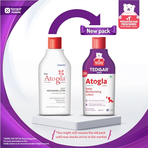 Atogla Baby Lotion 200ml from Tedibar Family | No. 1* Pediatrician prescribed Moisturising Lotion- By Torrent Pharma
