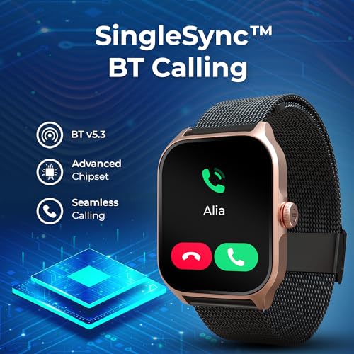 Titan Zeal Premium Fashion Smartwatch|1.85" AMOLED Display with AOD|390 * 450 Pixel Resolution|Functional Crown|SingleSync BT Calling|Advanced Chipset|100+ Sports Modes & Watchfaces IP68 (Mesh Strap)