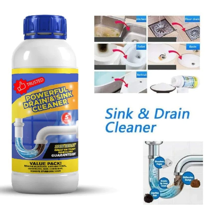 SAKSAA Powerful Drain Blockage Automatic Toilet Cleaner Sink Cleaner Powder, Drain Cleaner & Clog, Blockage Cleaner, Unclogs and Pack, Sink opner [Pack of 1]