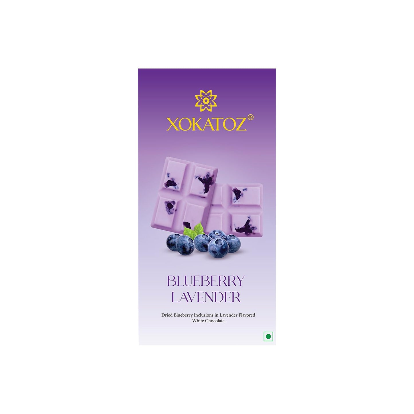 XOKATOZ Exotic Premium Chocolate - 1 Blueberry Lavender Flavoured White Chocolate Bars - Gift set - Pack of 1, 75g (75g x 1)