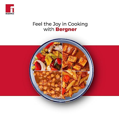 Bergner Tripro Triply Stainless Steel Cook and Serve Tasla/ Tasra Kadai / Handleless Wok with Lid, 20 cm, 2.1 Litres, Flared Rim, Heavy Bottom, Induction and Gas Ready, Silver