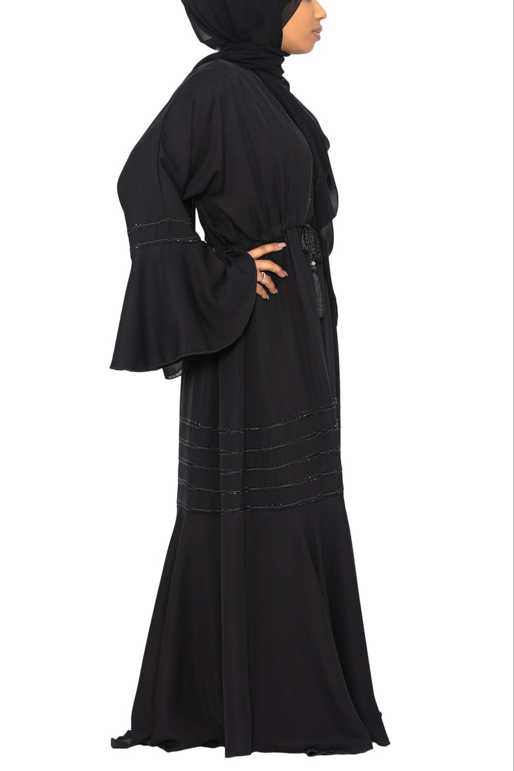 BURAQUE DESIGNER Nida fabric Free Size Muslim Burqa/Abaya & Burkha Dress for Muslim women and Girl's (P03-Black Stone-Burkha)