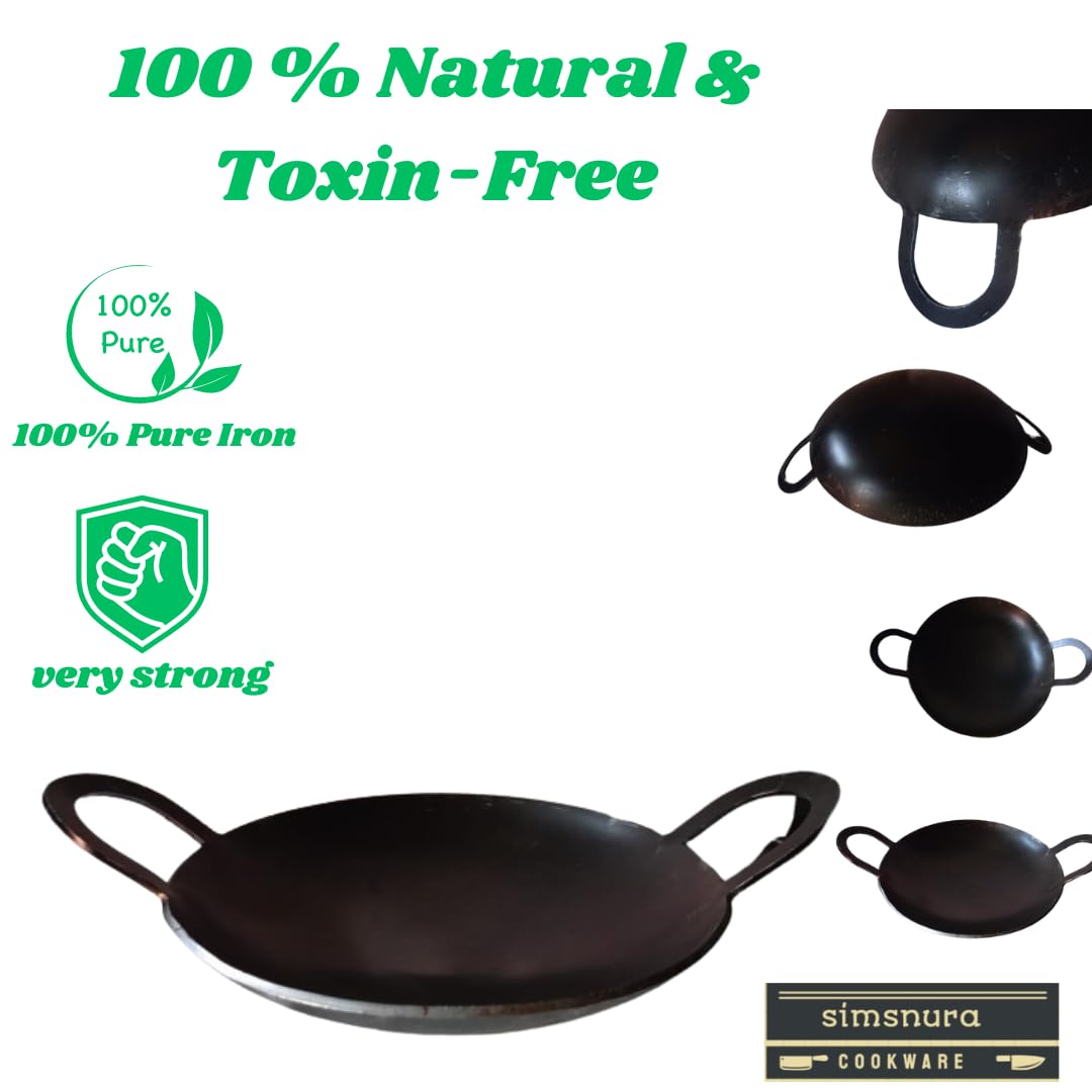 simsnura Iron AppaChatti|Appam pan|Appam Patra|Kallu| Appam Maker| Appam Patra| Appam Pot Maker| Granite Kadai Black| (9 inch Dia)