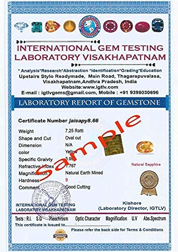 Bague Pukhraj Stone original Natural Certified yellow Sapphire Gemstone Genuine AAAA+ (4.25)