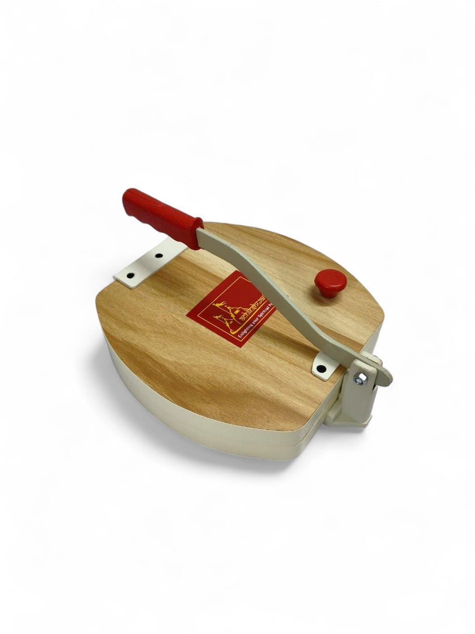 Achleshwar Wooden Manual Heavy Round Wooden Board Papad-Puri-khakhra Press Maker Plywood Machine with Iron Handle Roti Maker Press Machine with Handle for Kitchen Home (11 Inch)