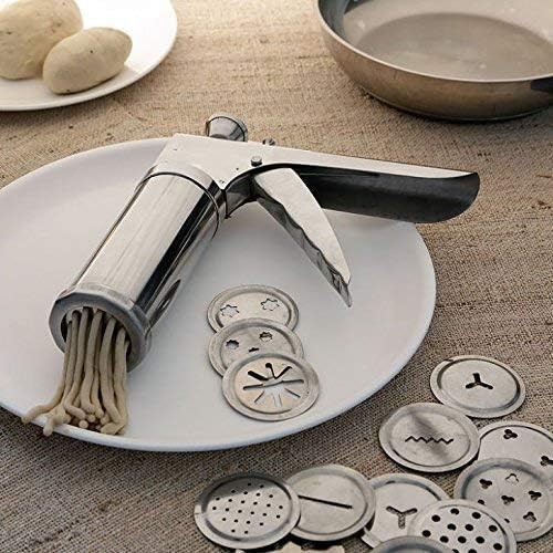 AMENDAS Chakali/Sev Sancha Stainless Steel, Kitchen Press with 15 Different Types of Jalies for Murukku Maker/Bhujiya Maker/Cookies/Namkeen/Noodles/Farsan Maker/Gathiya Maker