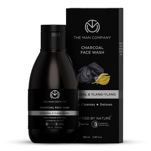 The Man Company Activated Charcoal Face Wash for Men - 100ml | Exfoliating & Brightening Cleanser | Enriched with Ylang Ylang & Argan Essential Oils | Anti Pollution Acne Oil Control | Deep Cleansing | Blackheads Removal