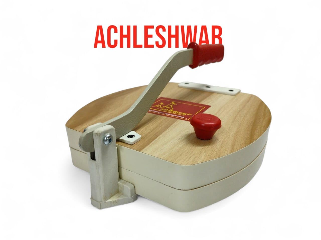Achleshwar Wooden Manual Heavy Round Wooden Board Papad-Puri-khakhra Press Maker Plywood Machine with Iron Handle Roti Maker Press Machine with Handle for Kitchen Home (11 Inch)