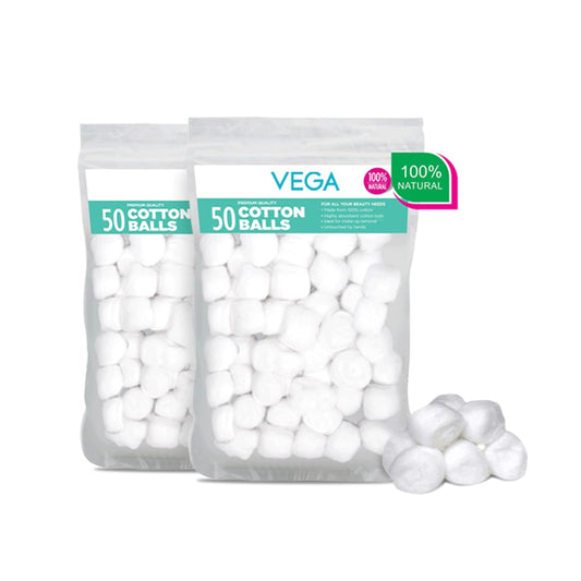 VEGA Cotton Ball for Eye, Face Makeup and Nail Paint Remover (Pack Of 50)