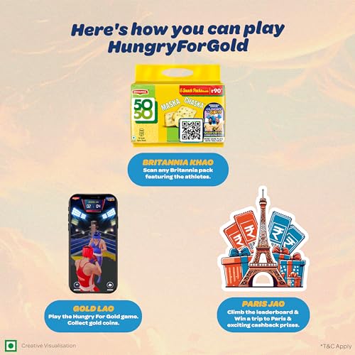 4x Britannia 50-50 Maska Chaska Biscuits, 300 g each - Pack of 4