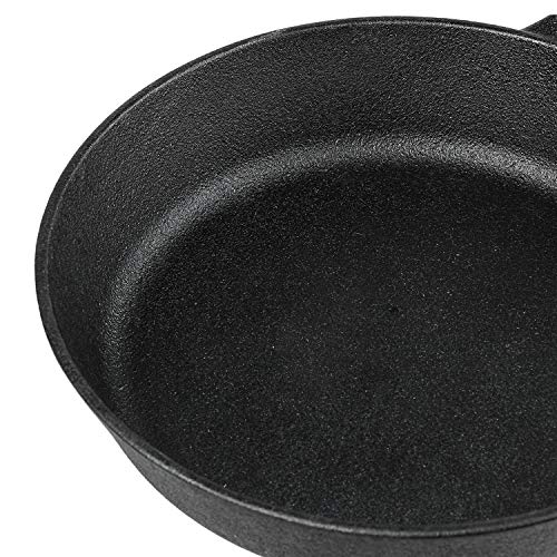 Vinod Legacy Pre-Seasoned Cast Iron Frypan of 24 cm Diameter with Tough Handle, Loha Frypan, Non Toxic, Enamel Free and Coating Free - Black, 1 Pc (Safety Sleeve Free)