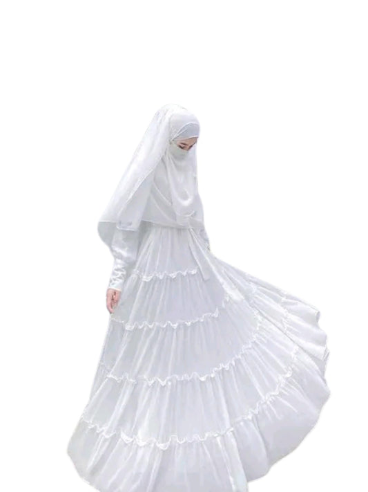 BURAQUE DESIGNER Nida fabric Free Size Muslim Burqa/Abaya & Burkha Dress for Muslim women and Girl's (M02-White-Burkha)