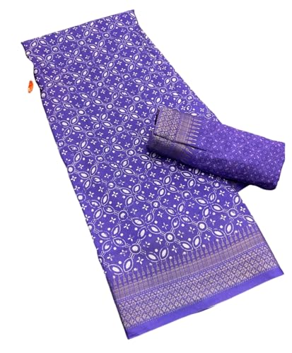 Shopgarb Women's Elegant Digital Floral Printed Sari with Blouse (SH685 -Purple-Designer-Floral-Party-Wedding-Saree, Free Size)