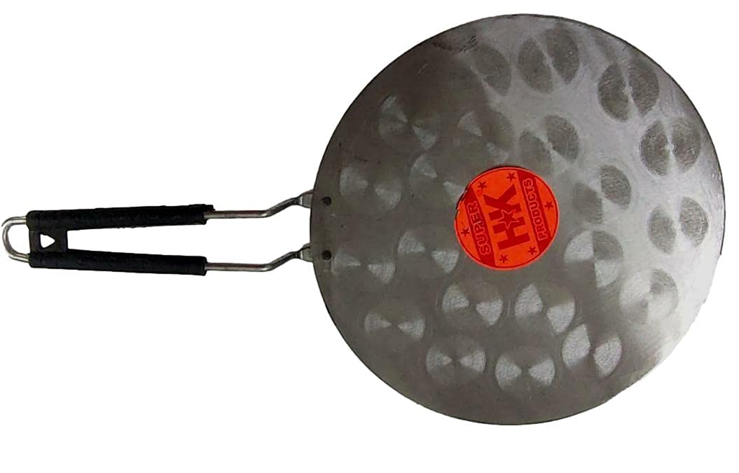 Super HK Iron Dosa Tawa Pure Iron with Handle 12 inch Width Especially Designed for Dosa/South Indian Dishes (Silver)
