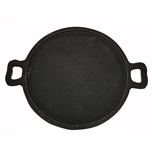 Rustik Craft Pre-Seasoned Black Cast Iron Dosa Tawa/Baking Pan with Two Loop Handles 12", Good for Cooking on Gas, Dosa,Omlete,Roasting pan (W =3500 G, Thickness 8.8 mm)