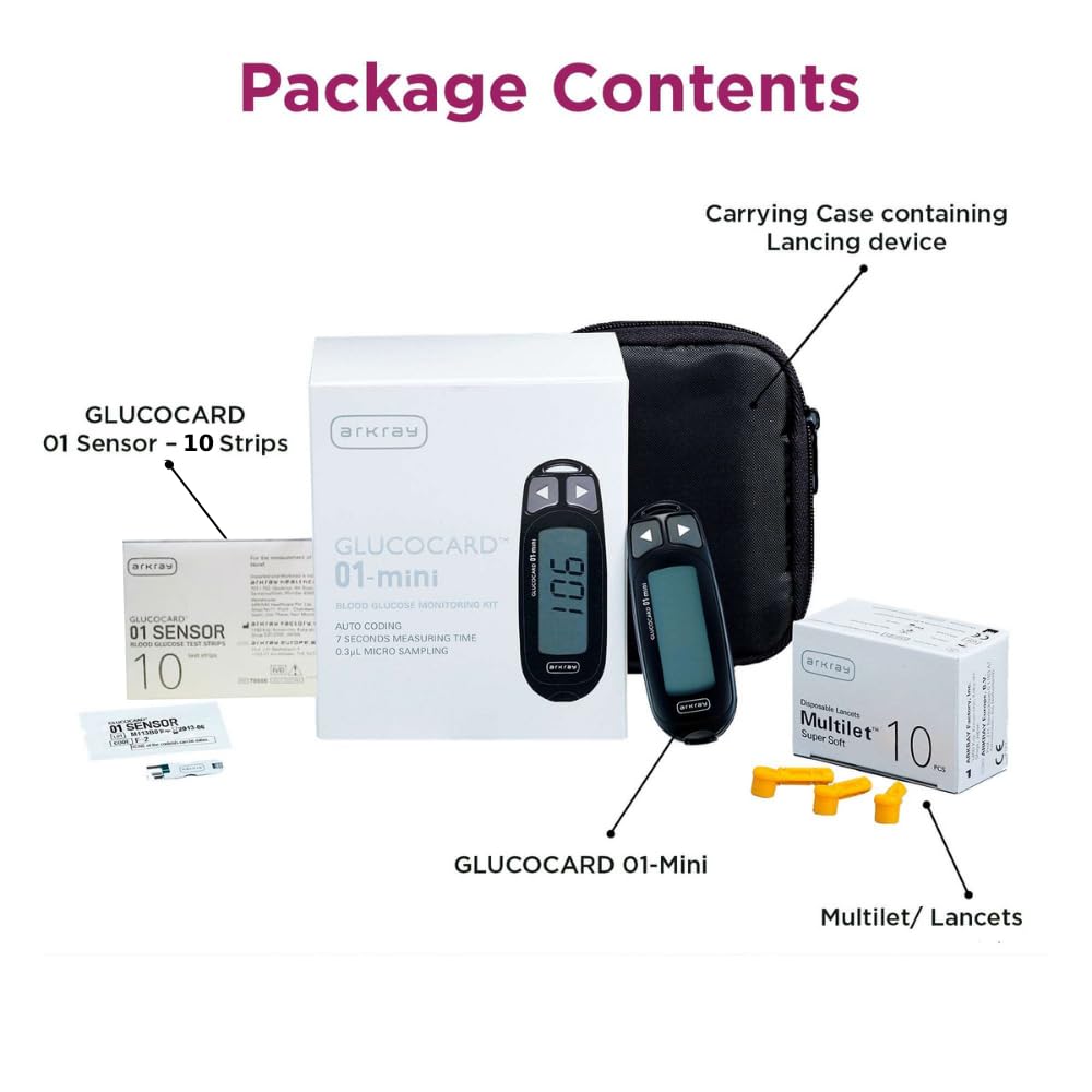 ARKRAY Max 01 Mini Blood Glucose Monitor with 10 Strips | Japanese Technology