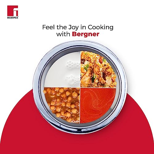 BERGNER Tripro Triply Stainless Steel Tope/Patila with Stainless Steel Lid, 16 cm, 2.1 Litre, Induction Base, Silver