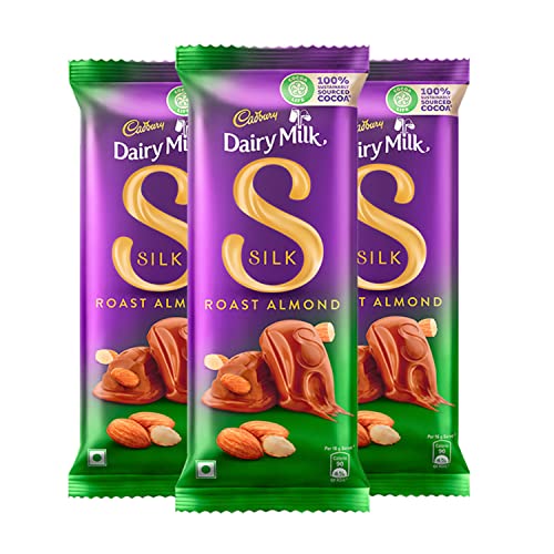 Cadbury Dairy Milk Silk Roast Almonds Chocolate Bar, 143g (Pack of 3)