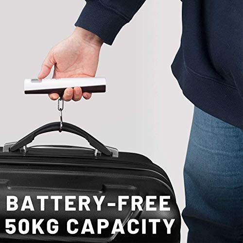Sansui Battery-Free Portable Digital Luggage Scale with Metal Hook (50 kg, White)
