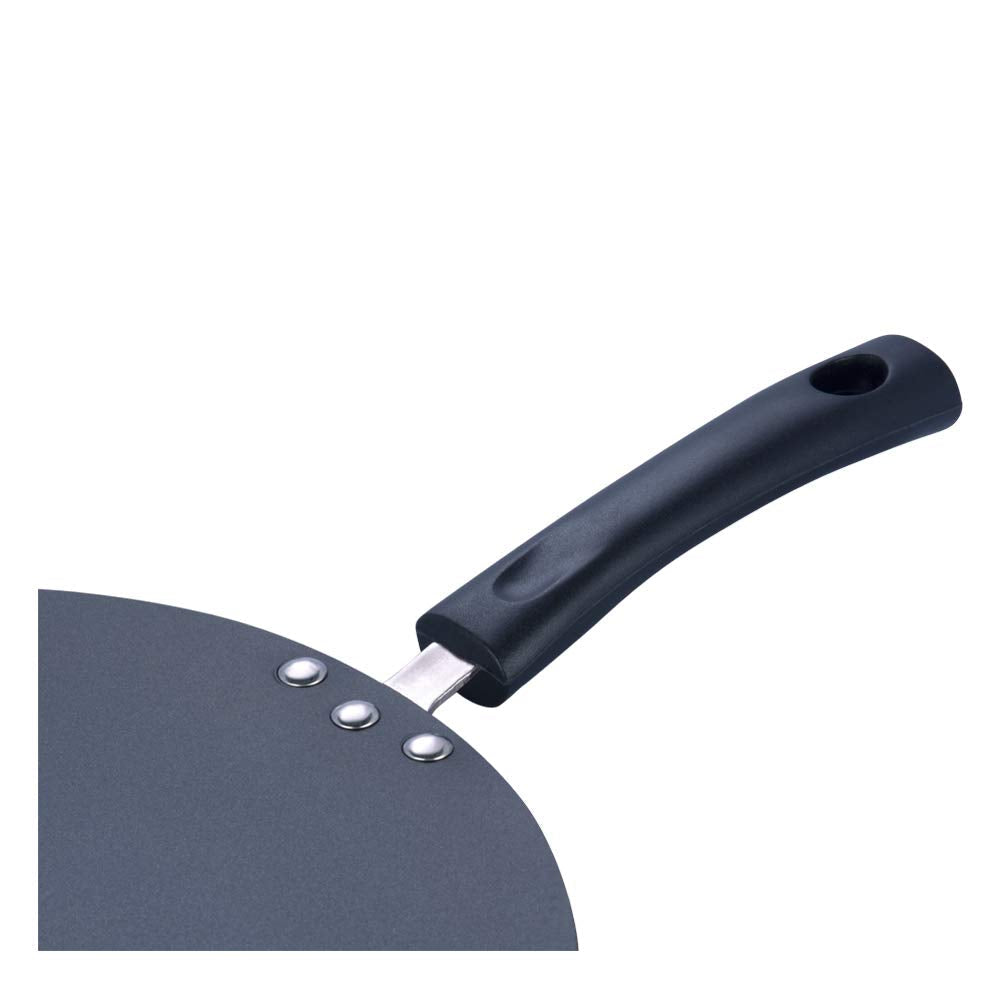 Vinod Zest Aluminium Non Stick Flat Multi Tawa - 28 cm | Triple Layer Ceramic Coating | 4mm Extra Thick Dosa Tawa | Bakelite Handle | Gas and Induction Base | 1 Year Warranty