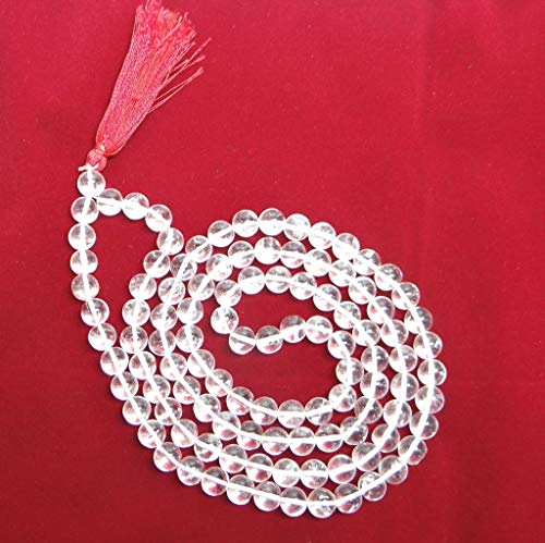 Sphatik/Crystal Jaap Mala for Pooja (108+1 Beads) | Natural & Certified | Astrological Beads | Positive Effect | Unisex Both for Men & Women (8 MM)