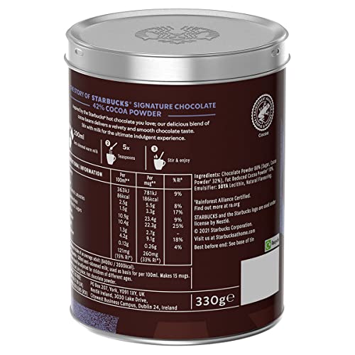 Starbucks Signature Chocolate 42% Velvety &Smooth Cocoa Powder TIN 330G