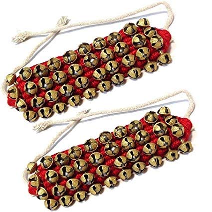 UAPAN Brass Ghungroo Anklets Bells (4 Line Pad, Red, Pair) For Women