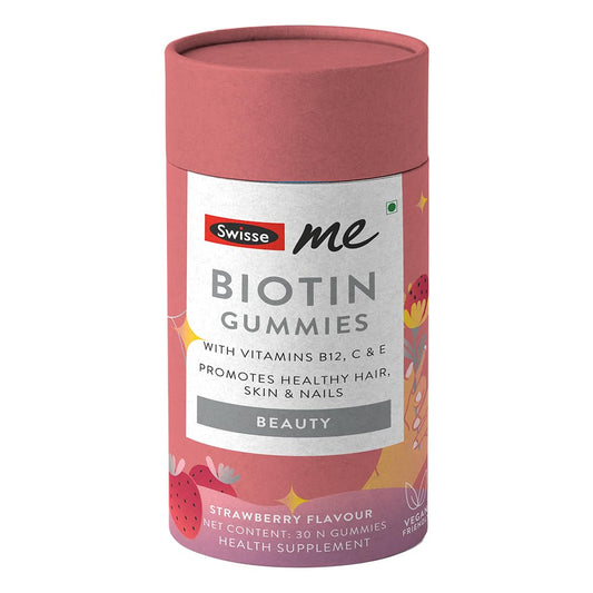 SwisseMe Biotin Gummies (100% Vegan, 30 Day Pack) - Strawberry Flavour