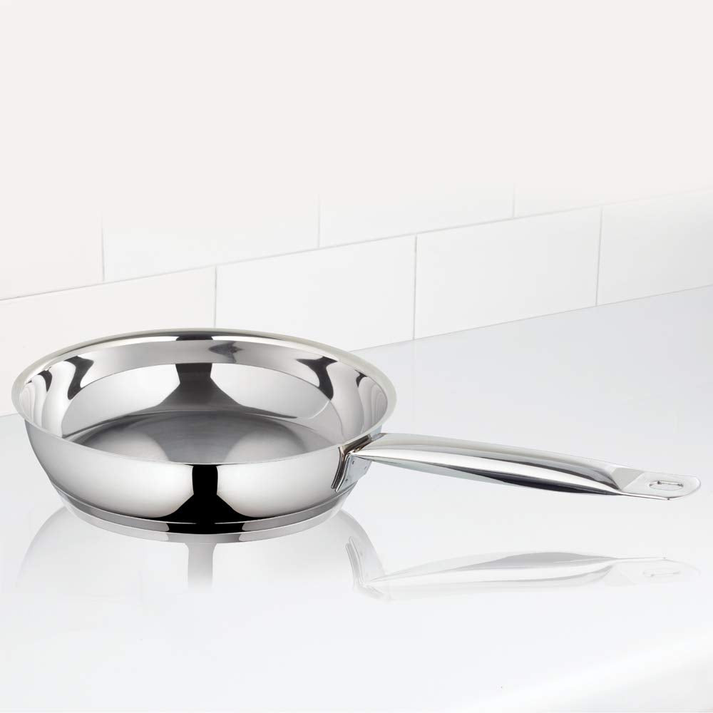 Borosil Cookfresh Stainless Steel Frying Pan 2.2 L (24 cm) | Impact Bonded Tri-ply Bottom | Gas Stove, Induction, Hot Plate Friendly | Uniform Heating, Cooltouch Handle | Skillet Fry Pan