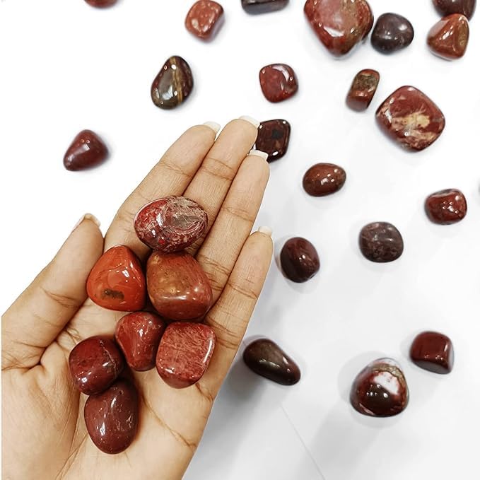 Vastu Vardan Crystal Red Jesper Tumble Stone |50 gm Tumbled Gemstones | Reiki Healing Stones | Home Decor Pebbles | Aquarium Gravel | Garden & Table Decor