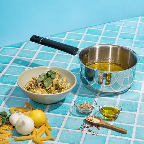 Vinod Stainless Steel Tivoli Saucepan Without Lid- Capacity 2.3 Litre (Induction and Gas Stove Friendly), Sturdy Riveted Virgin Bakelite Handles, 2 Year Warranty, Silver