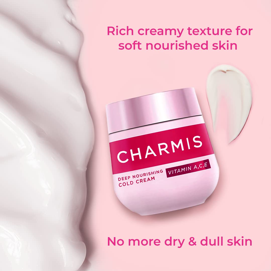 4x Charmis Deep Nourishing Cold Cream, Face Cream With Vitamin C, A and E, 200ml each - Pack of 4