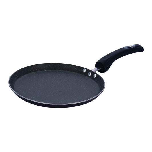 Vinod Cookware Aluminium Zest Marbilo Dosa Tawa, 28cm, Black