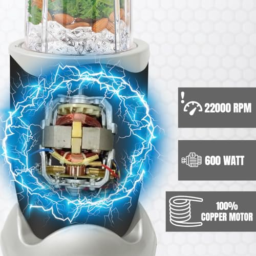 Taurus Nourish Mixer Grinder|5 Jar&2 Storage Jar For Smothies,Coffee,Dry fruits & Wet Grinding|600 W,Copper Motor|3 Blades Including Froth Blade with 2 Sipper & 1 Seasoning Cap|2 Yr Warranty