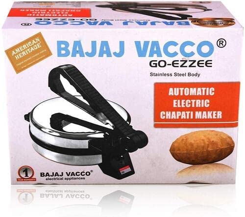 BAJAJ VACCO Go-Ezzee Chapati/Roti/Khakhra Maker C-02 Wattage 900, Stainless Steel, Black, 900w