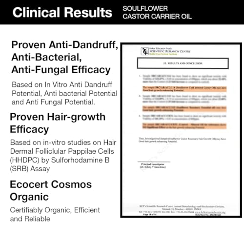 Soulflower Rosemary Essential Oil & Castor Oil for Hair Growth, Hair Fall Control, Hydrating & Moisturising Face & Skin | 100% Pure, Natural, Organic, Ecocert Certified| Pack of 2, 240ml