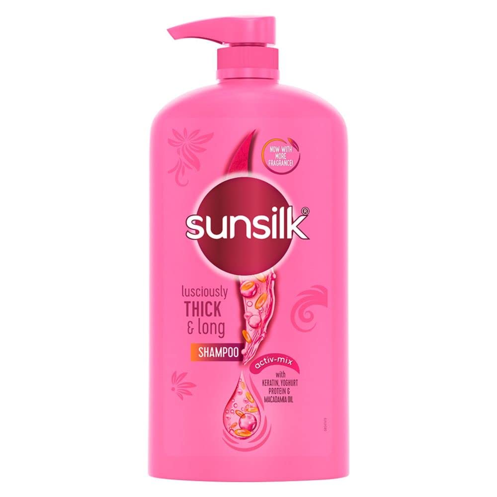 Sunsilk Lusciously Thick & Long Shampoo 1 L|| With Keratin|| Yoghut Protein and Macadamia Oil - Thickening Shampoo for Fuller Hair