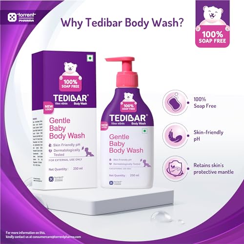 Tedibar - Body wash for Babies| 100% soap & Alkali free | Skin-friendly pH 5.5| Recommended by pediatricians | Prevents Dryness & Rashes | Suitable for Newborn Baby| 250ml