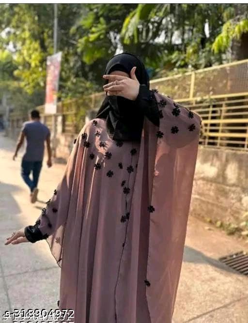BURAQUE DESIGNER Nida fabric Free Size Muslim Burqa/Abaya & Burkha Dress for Muslim women and Girl's (F06-Brown-Burkha)