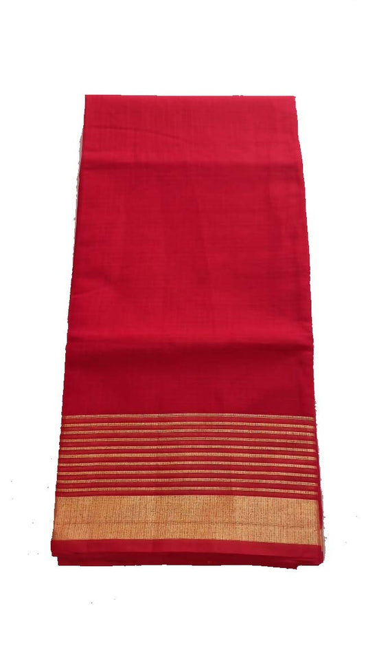 Anny Designer women's kota doria plain cotton saree/girl's sari with blouse piece (free size)(Cadmium Red)