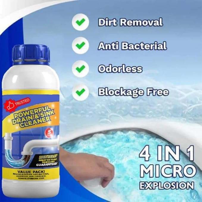 ZAPHARA Powerful Drain Blockage Automatic Toilet Cleaner Sink Cleaner Powder, Drain Cleaner & Clog, Blockage Cleaner, Unclogs and Pack, Drain Cleaner Powder. (pack of 1)